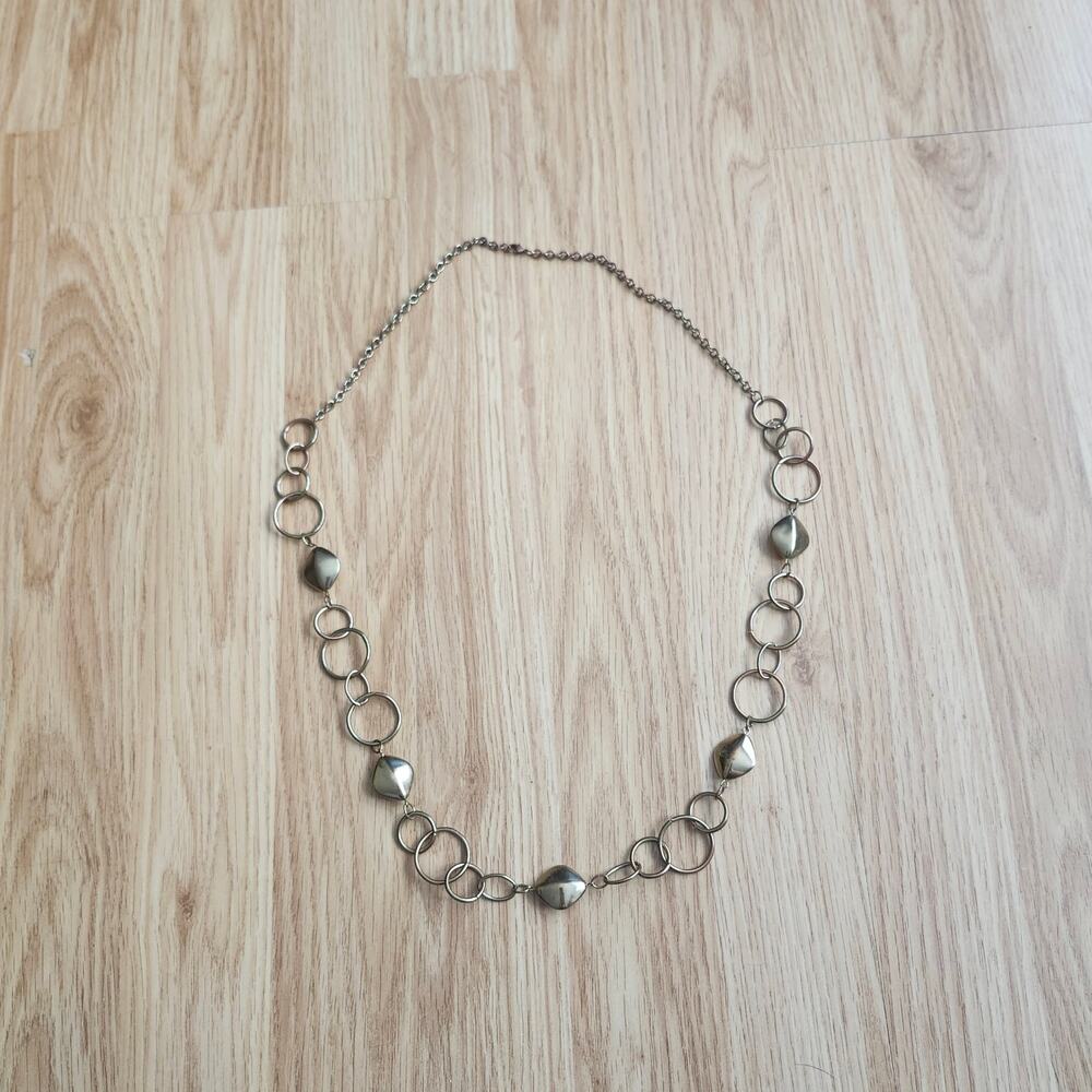 Gold Tone‎ Open Circle Link Chain Statement Necklace 36" Opera Length Geometric